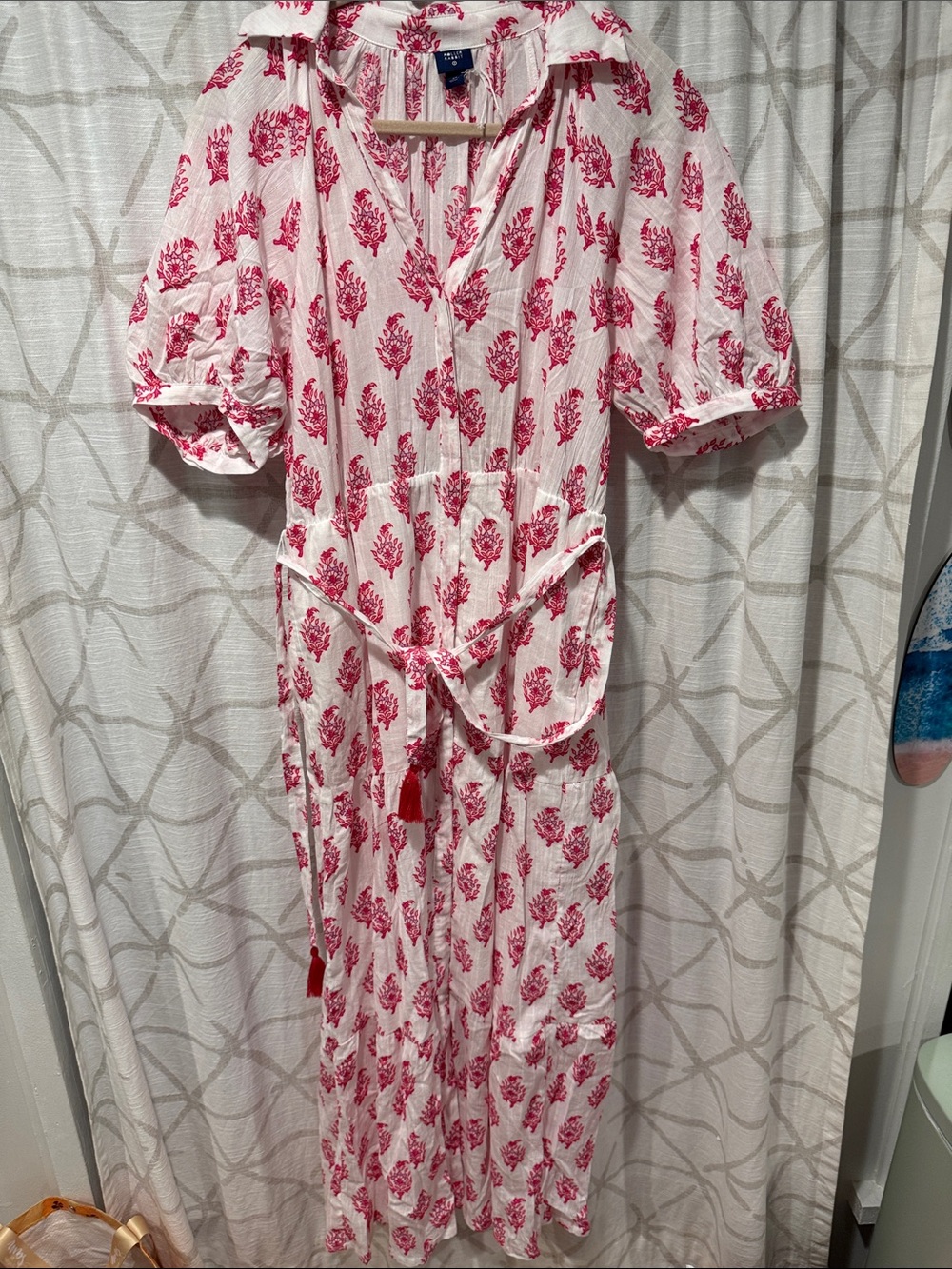 Roller Rabbit Lightweight White Maxi Dress with Pink Floral Print New w/o tag